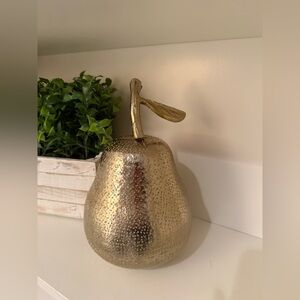 Gold Resin Decorative Tabletop Pear Sculpture Tall Pear Figurine Approx. 11”